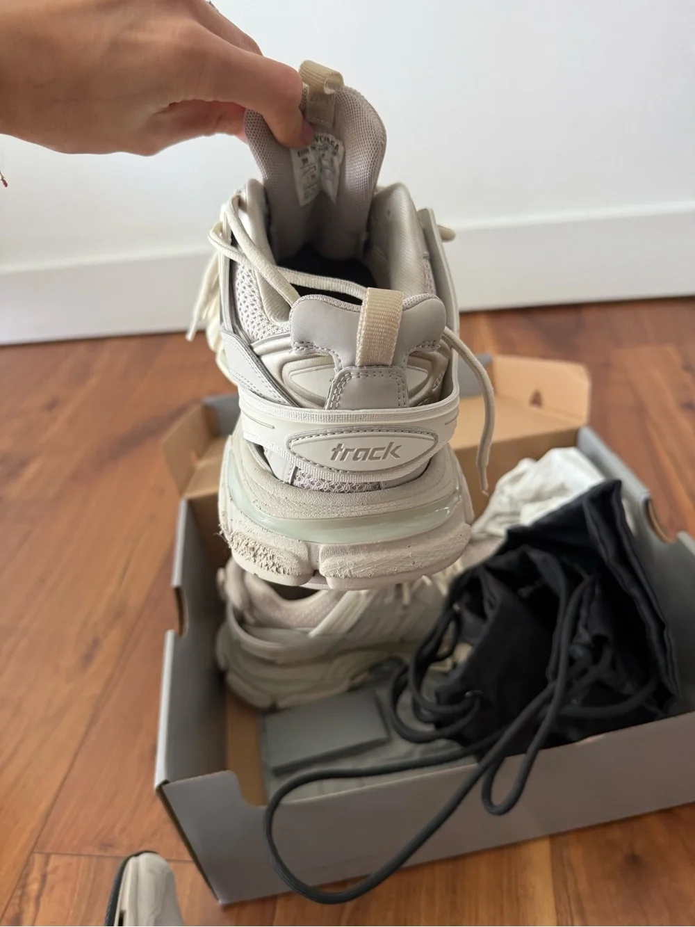 Balenciaga Cream/Tan track Lace-Up Sneakers